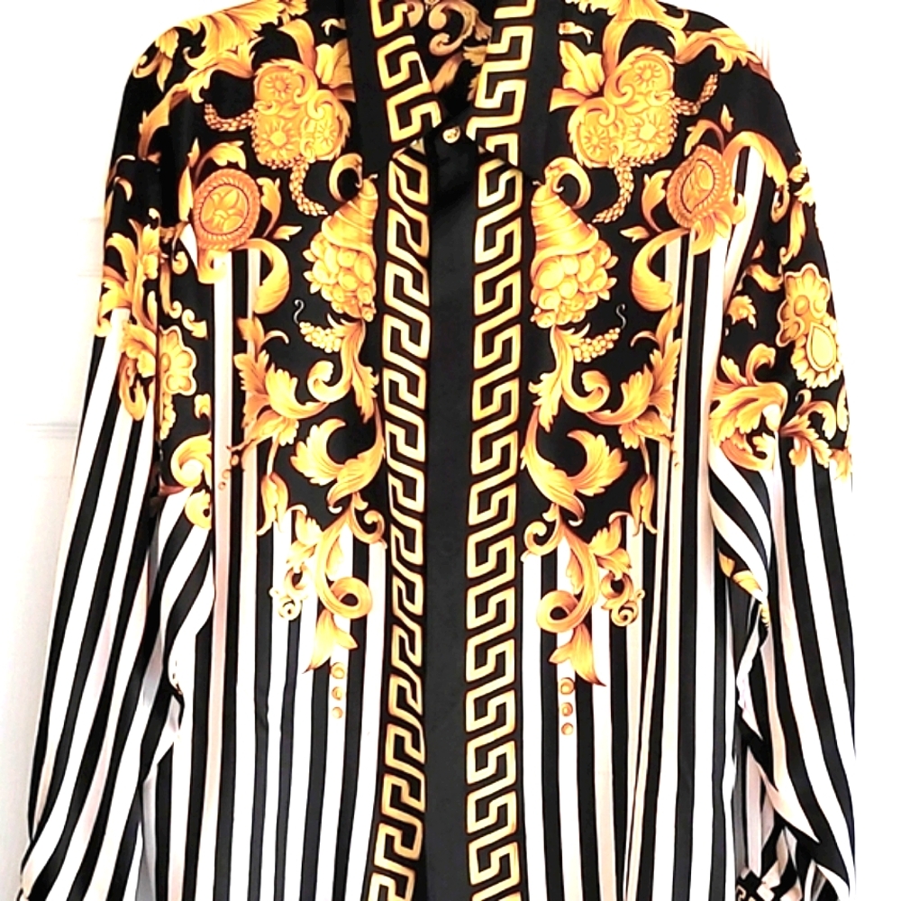Vintage Versace inspired unisex blouse small.  100%silk.